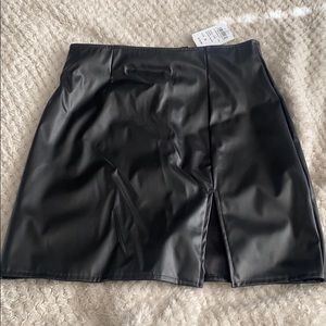 a black leather skirt